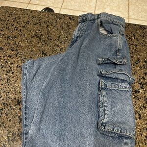 Ardene Light Blue Denim cargo jeans